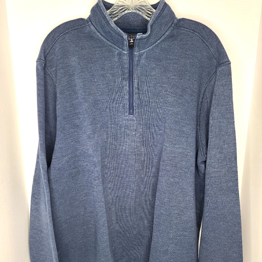 Eddie Bauer Men's 3/4 Zipped Up Blue Sweater [XL]